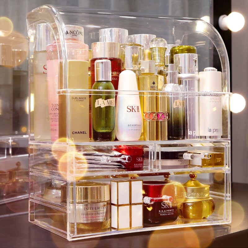 Net red cosmetic storage box home desktop rack dustproof acrylic dressing table skin care lipstick finishing box