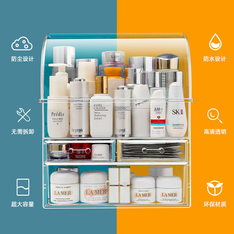 Cosmetics storage box net red acrylic transparent desktop dust-proof large-capacity home dormitory skin care product rack