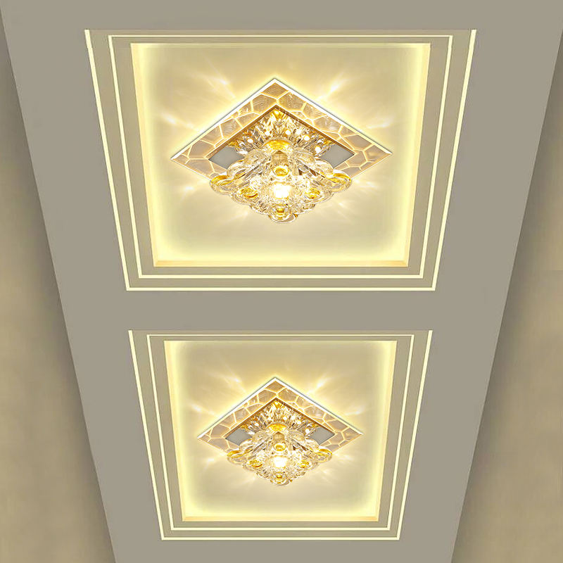 LED corridor crystal light Corridor light Ceiling light Modern simple embedded entrance light Home garden entrance light
