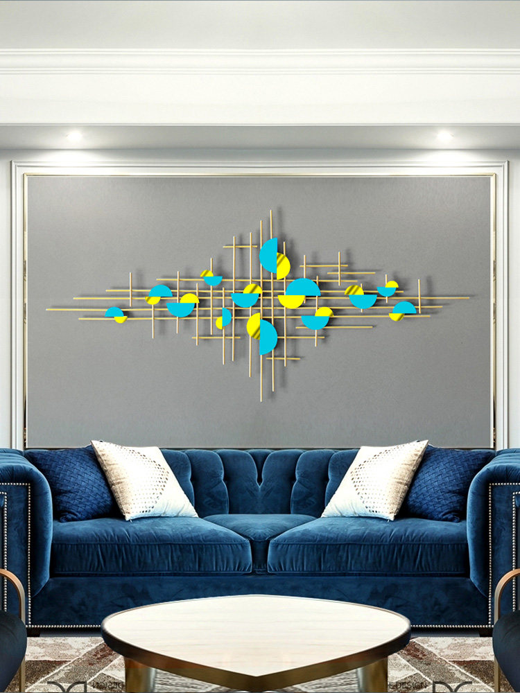 Iron sofa background wall wall decoration pendant light luxury three-dimensional metal living room modern minimalist wall decoration