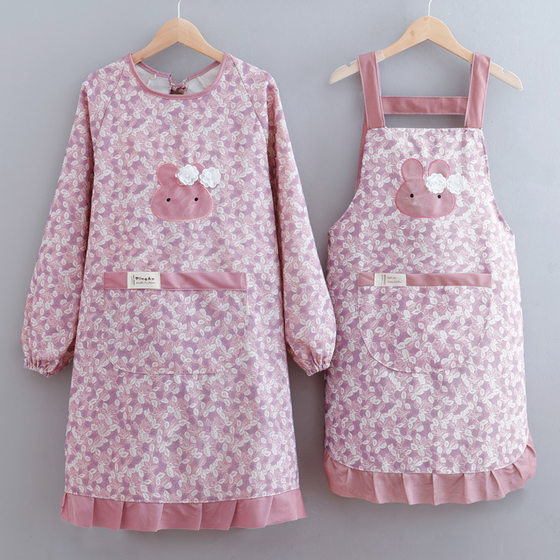 洋气防水长袖围裙家用厨房做饭罩衣大人围腰工作服