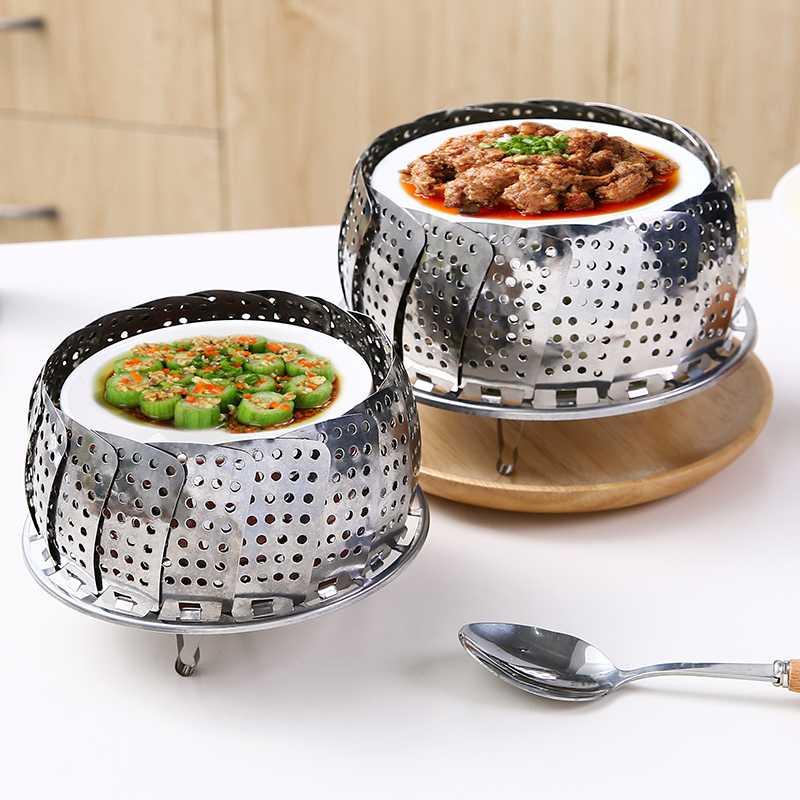 Retractable stainless steel steamer Home grate Round small Number of steam trays steamer Steamed Cage Steamed Rack Steamed Rice Steaming