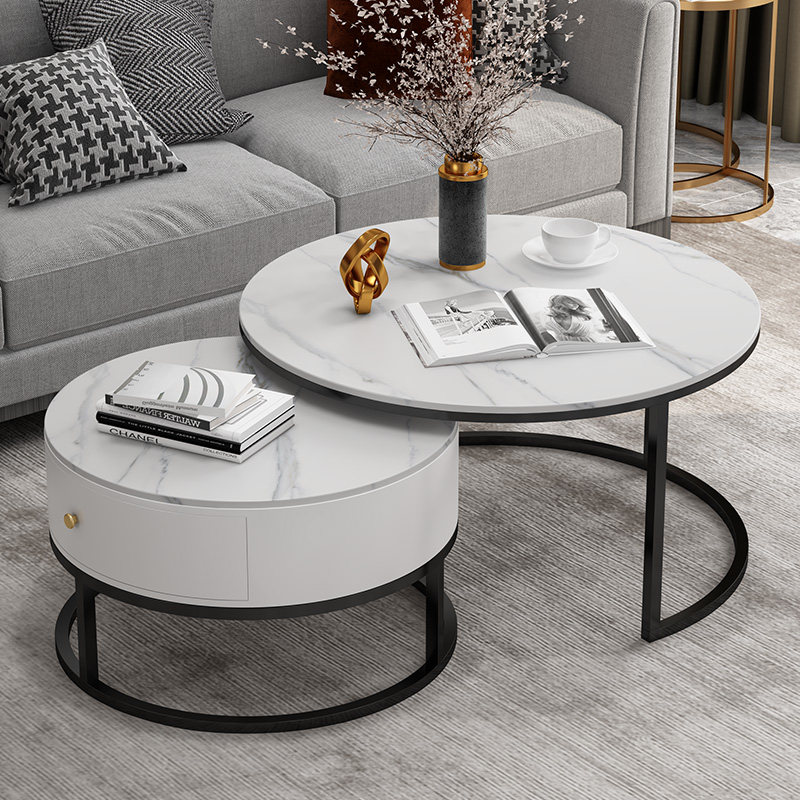Slate coffee table modern minimalist living room round marble small apartment Nordic balcony net red simple small coffee table table