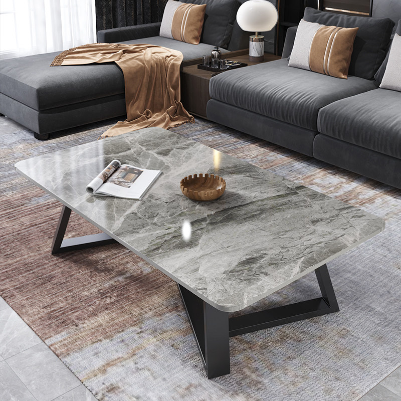 Italian-style slate coffee table living room small apartment home simple Nordic light luxury marble rectangular tea table flower table
