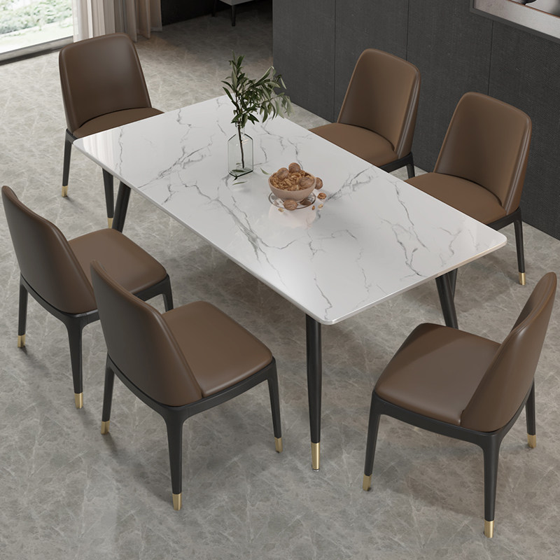 Marble dining table and chairs set up family with small family Lauren black gold rock plate modern minimalist dining table dining table