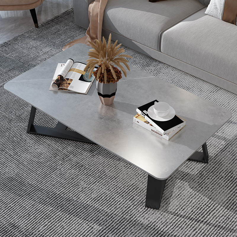 Household minimalist Italian rock slab coffee table living room small apartment Nordic light luxury marble rectangular tea table