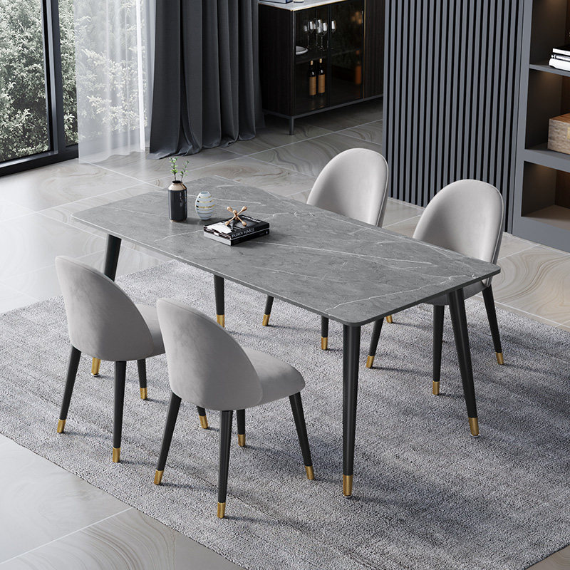 Slate dining table and chair combination modern minimalist light luxury home small apartment living room multi-functional marble dining table rectangular