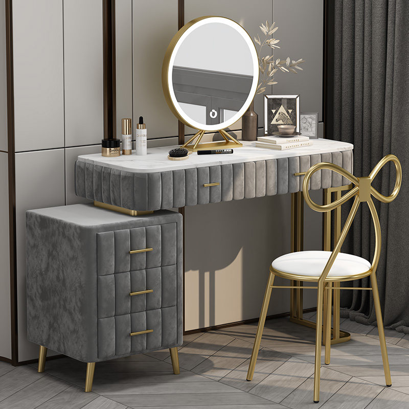 Modern minimalist small apartment dressing table bedroom Nordic light luxury net red ins wind makeup table storage cabinet integrated