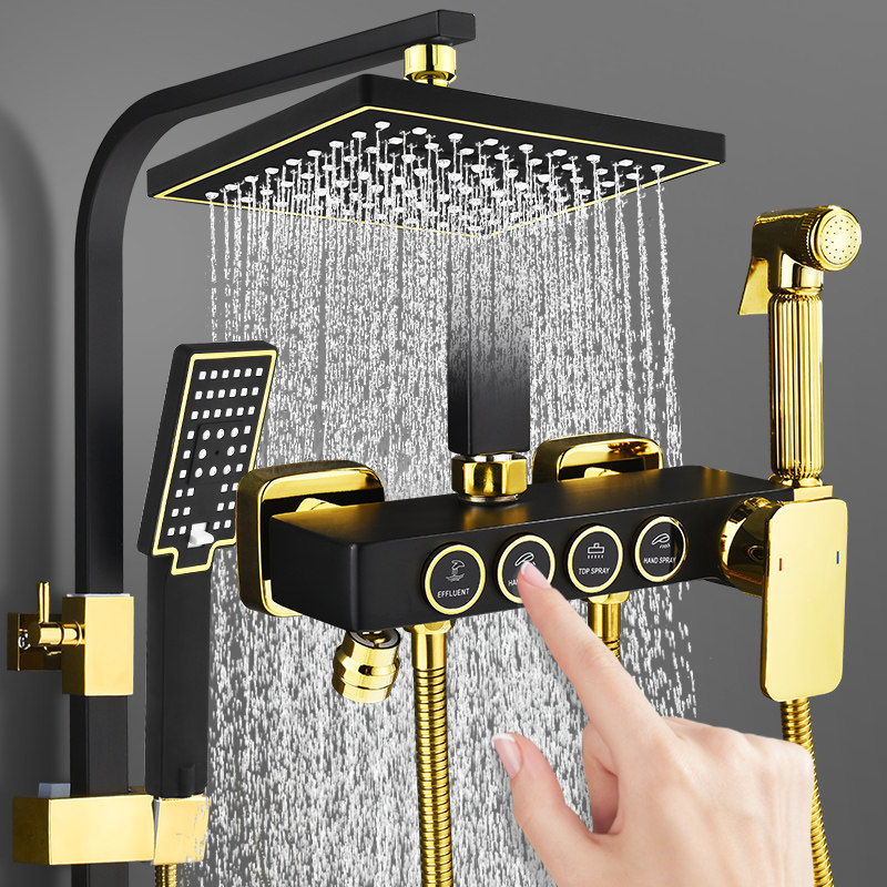 European style black shower shower set home all copper bathroom shower toilet pressurized shower rain shower head