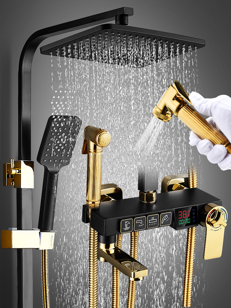 Bathroom constant temperature digital display intelligent control Shower shower kit Household all copper shower nozzle Bath shower artifact