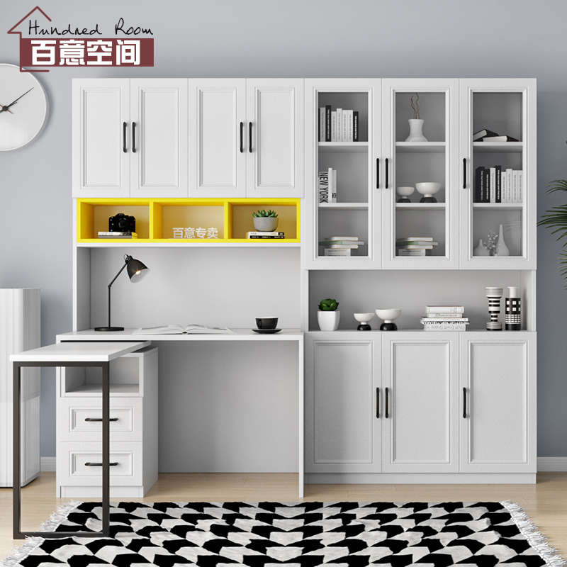 Modern simple and versatile combined rotating corner desk book cabinet integrated table home desk office study desk