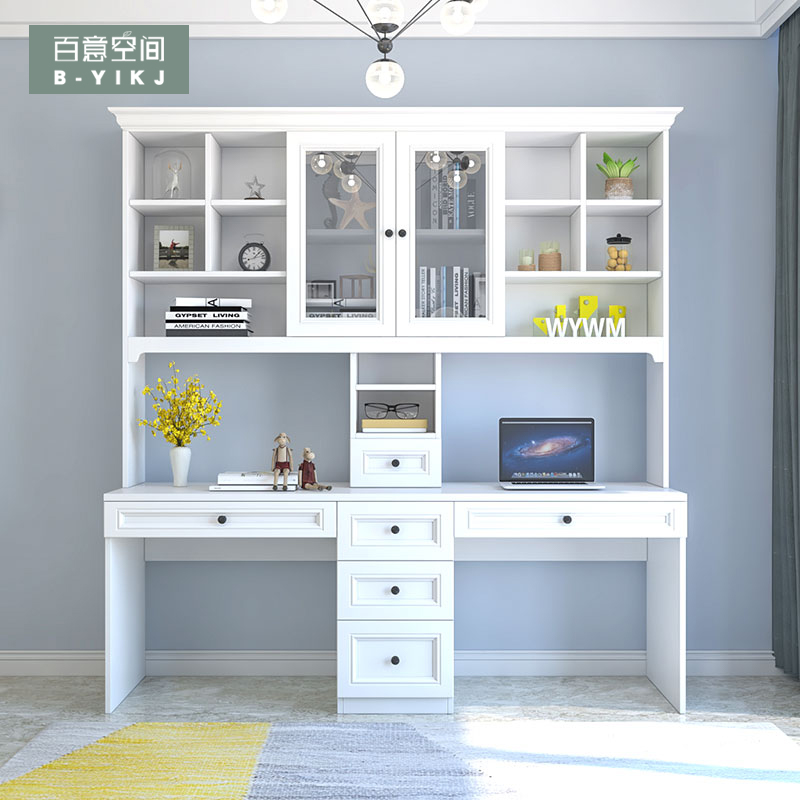 Desk Bookshelf Integrated Table Home Desk Double Computer Desk Brief Nordic Bookcase Combo Corner Study Table
