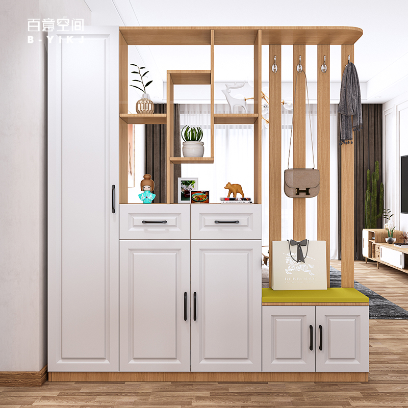 Shoe cabinet Nordic partition Xuan Closing Cabinet Entrance Minimalist Modern Door Hall Cabinet Screen Entrance Door Room Cabinet Clofitting Hat Rack Integrated