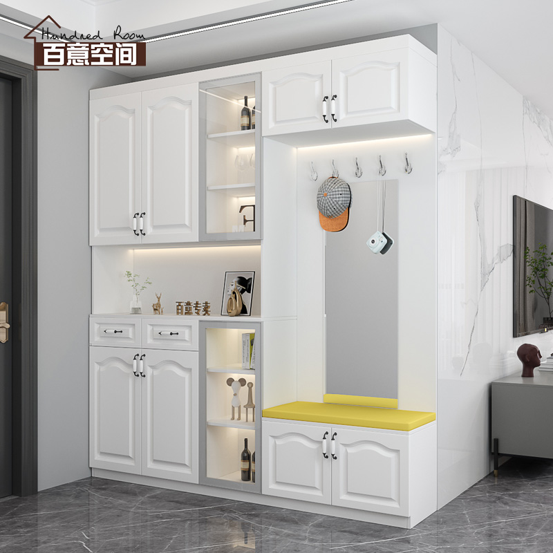 Entrance Door Hyun Guan Cabinet Shoes Cabinet Integrated By Wall Home Modern Minima Household Doorway Large Capacity Containing Cabinet Door Hall Cabinet