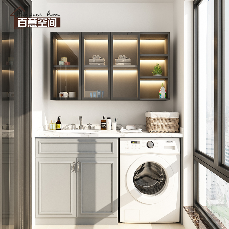 Suspension Cabinet Glass Shelve balcony Overall cupboard Wall wall-mounted Balcony Accommodating cabinet Cosmetic Room minimalist Wall Cabinet Customised