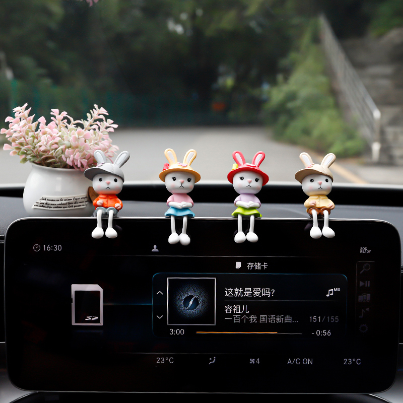 On-board Pendulum Small Rabbit Cute ins Wind Healing Ensemble Netred Creative Car Accessories Car Supplies Grand-Taobao