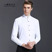 狮豹王子 Белая рубашка с круглым воротником, облегающий крой, китайский стиль