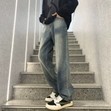 Тонкие летние джинсы, штаны, в американском стиле, свободный прямой крой