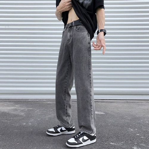 Джинсы, мужские штаны, летние повседневные брюки для отдыха, свободный прямой крой, в американском стиле