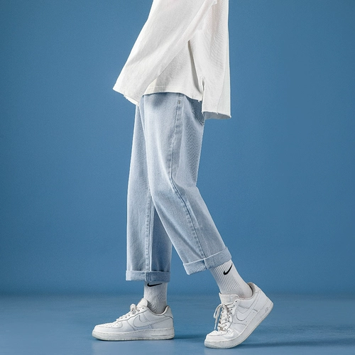 Летние тонкие прямые свободные джинсы, брендовые штаны, эластичная талия