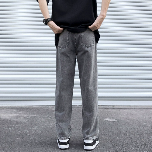 Джинсы, мужские штаны, летние повседневные брюки для отдыха, свободный прямой крой, в американском стиле