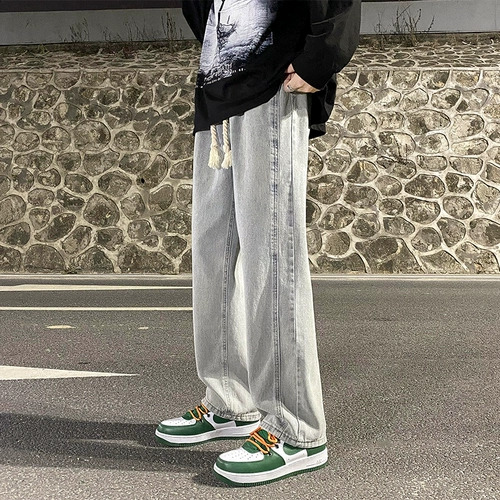 Демисезонные светлые прямые свободные джинсы, штаны, коллекция 2022