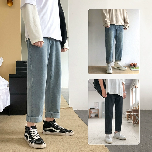 Летние тонкие прямые свободные джинсы, брендовые штаны, эластичная талия