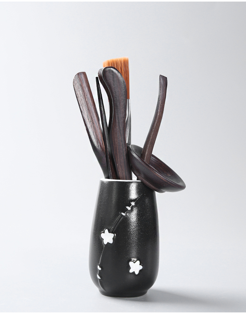 Three thousand tea six gentleman 's suit kung fu tea accessories bamboo ChaGa ChaZhen solid wood composite ceramic tea taking