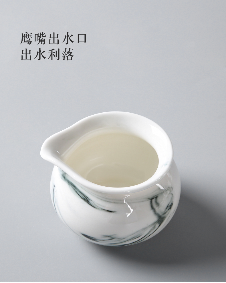 White porcelain of a complete set of kung fu tea tea village 6 three thousand ceramic household cup tea tray lid bowl suit a gift