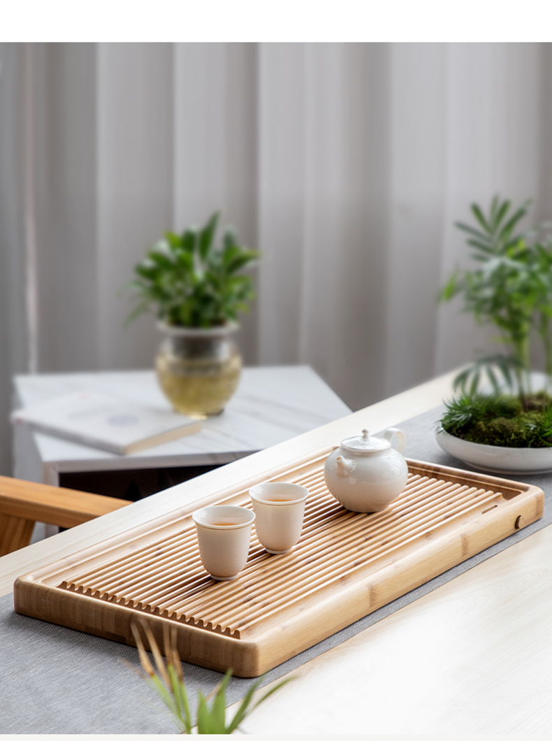 Three thousand household contracted bamboo tea tray rectangle tea tea village Japanese drainage kung fu tea set a complete set of bamboo pallets