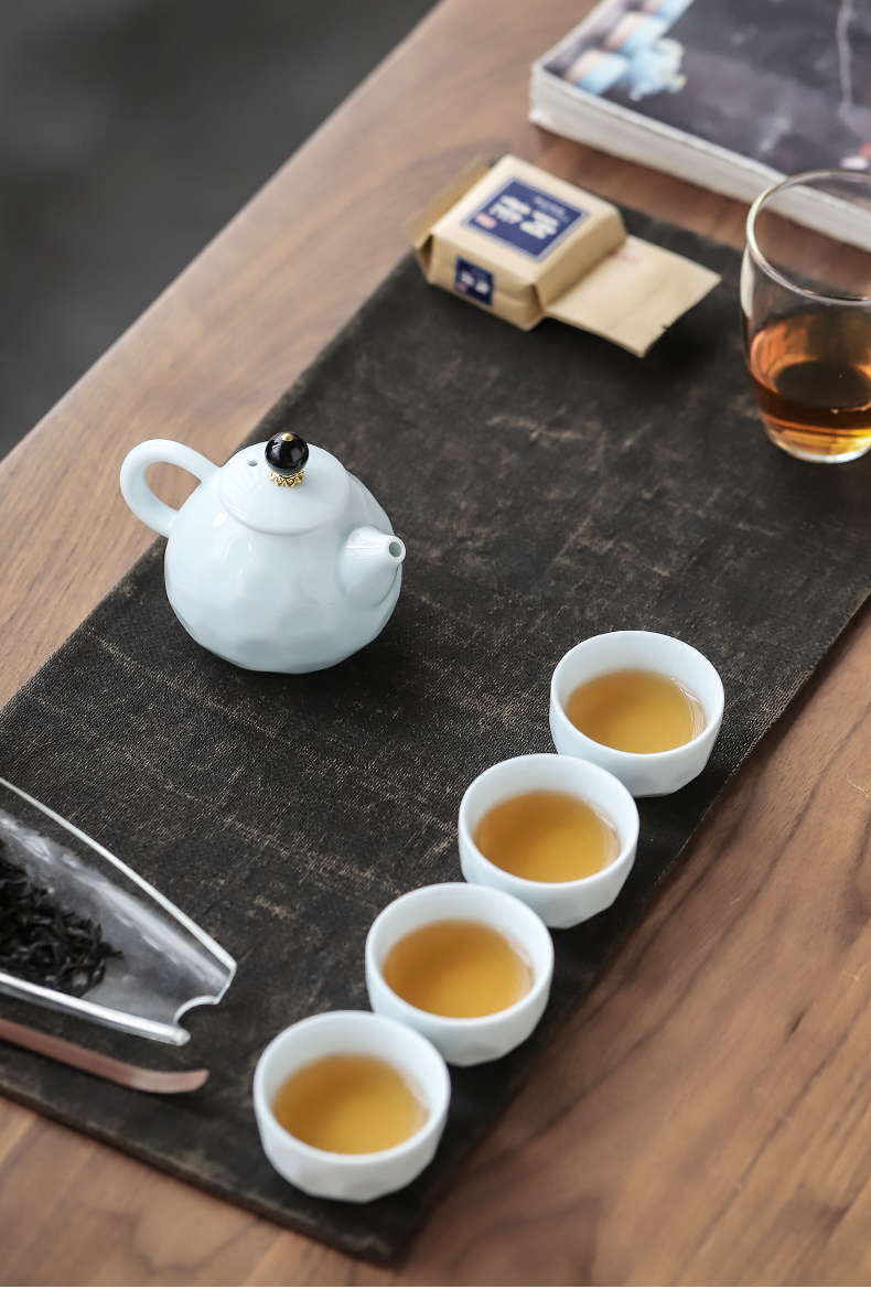 Three thousand Japanese ceramic kung fu tea tea set tea village office household white porcelain teapot teacup contracted small set
