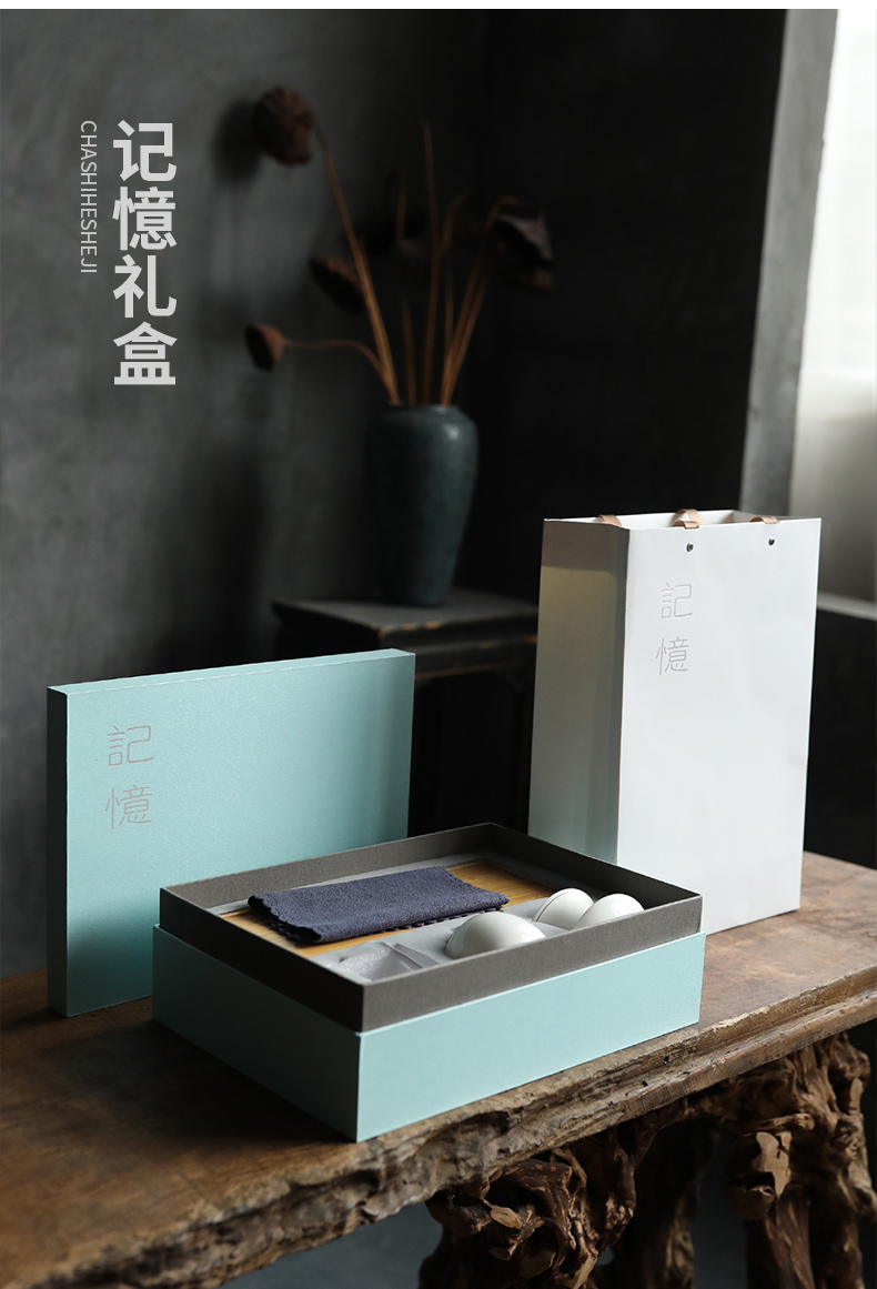 Three thousand ceramic kung fu tea set tea village household dehua white porcelain tea tureen tea cups of a complete set of gift box