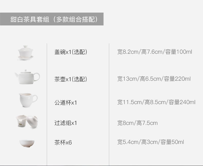 Dehua white porcelain tea set household kung fu tea cups contracted Japanese tureen teapot a complete set of gift box