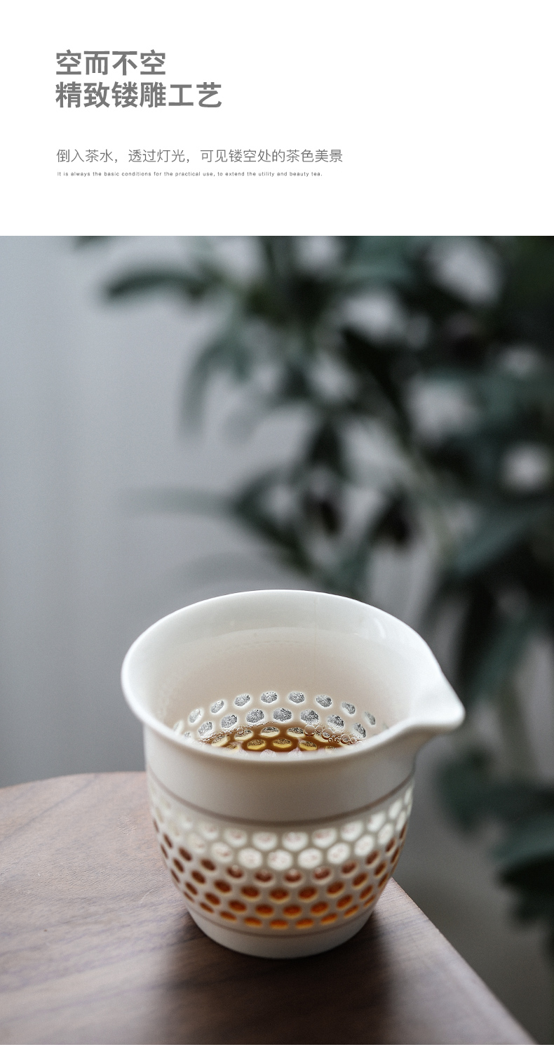 Three thousand tea tureen tea cups and exquisite porcelain kung fu tea set hollow out contracted ceramic household tea gift box