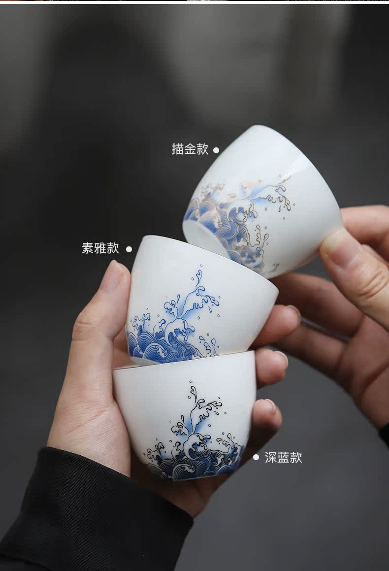 Three thousand Chinese kung fu tea set tea village household white porcelain tea set contracted and I tureen tea cups of a complete set of gift box