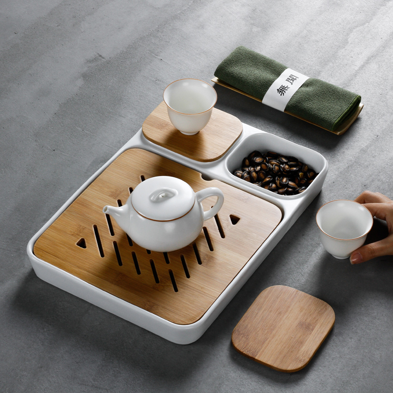 Three thousand Japanese tea tea village kung fu tea tray ceramic tea set dry Taiwan travel bamboo tea tray tea tray tea table