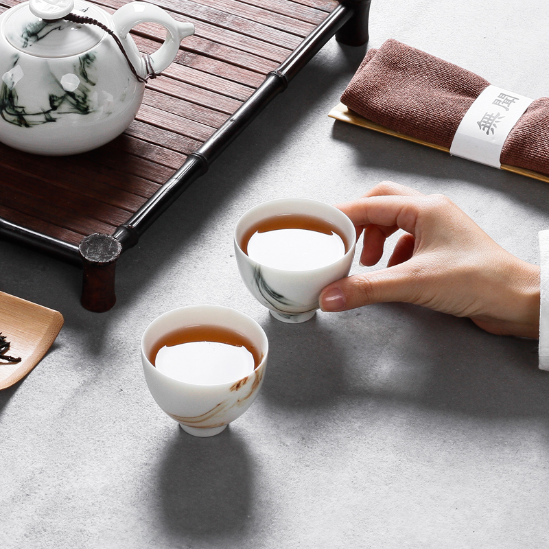 Three thousand ceramic kung fu tea tea village individual cups of tea cups small bowl of dehua white porcelain sample tea cup single CPU