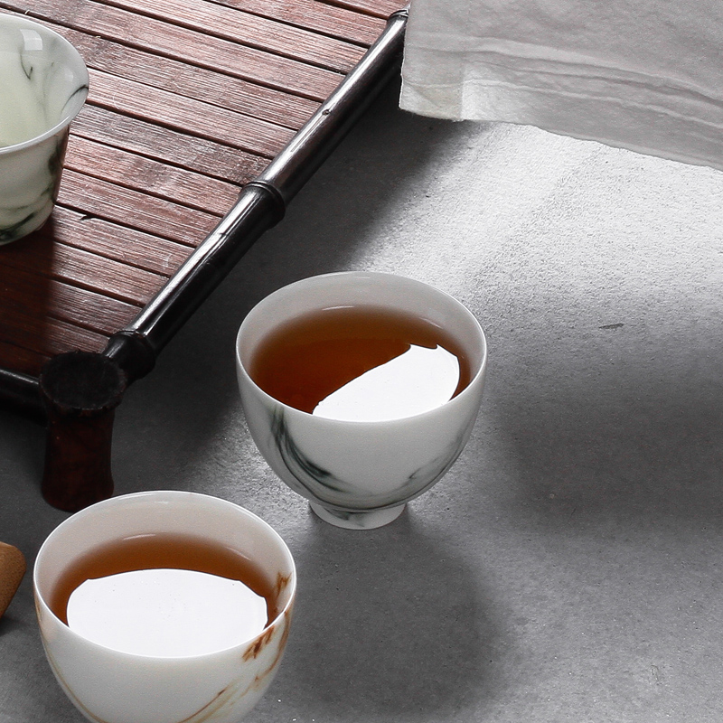 Three thousand ceramic kung fu tea tea village individual cups of tea cups small bowl of dehua white porcelain sample tea cup single CPU