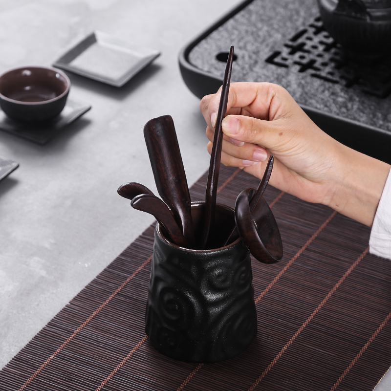 Three thousand ceramic tea tea village 6 gentleman with zero real wood ebony ChaGa parts of a complete set of tea combination