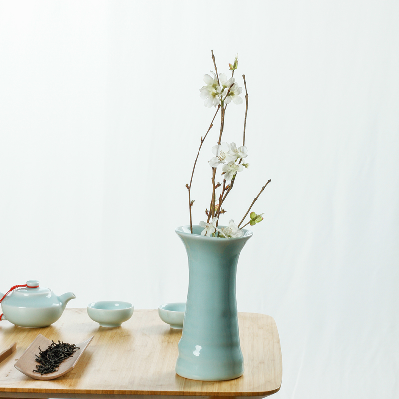 Creative ceramic flower flower tea village three thousand bottles of Japanese tea taking furnishing articles manually flower implement celadon hydroponic flower
