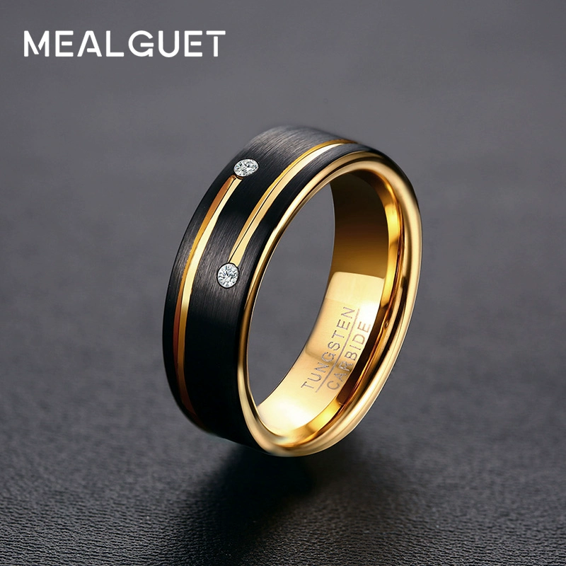 MEALGUET vàng tungsten zircon nhẫn nam hip-hop cá tính hàn quốc sành điệu thời trang độc quyền ngón trỏ nhẫn đơn nhẫn nam - Nhẫn