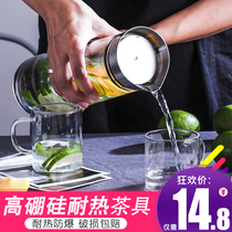 Bottle glass household set cold kettle heat-resistant high temperature explosion-proof padded pot bottle large cold white water Cup