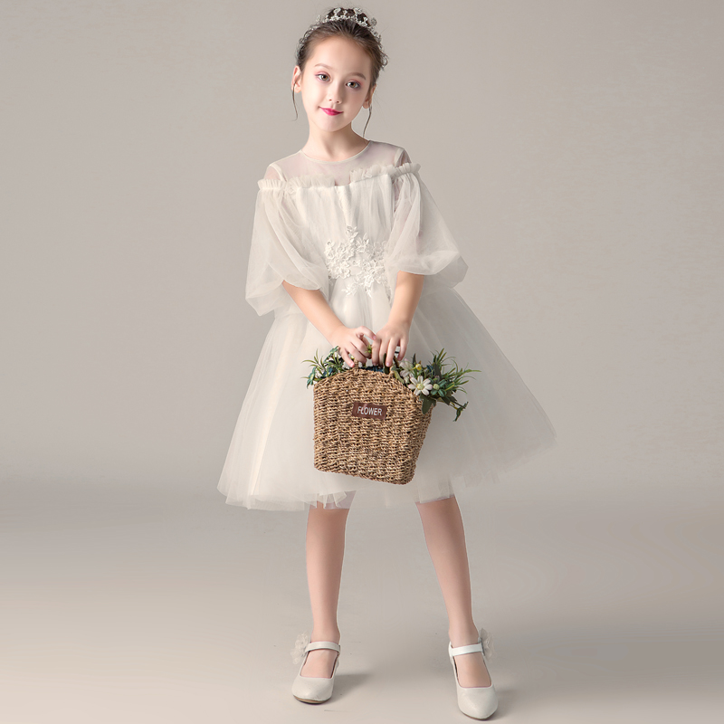 Flower Girl Little Girl 61 Host Gown Gown Girl Princess Dresses High-end Children's Festival Piano Playing out of Summer