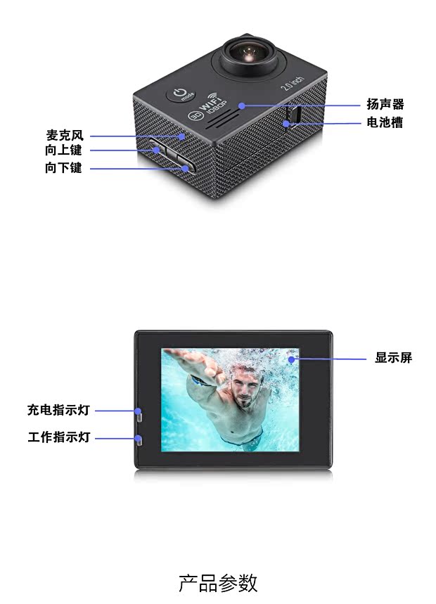 MEEE GOU / Camera thể thao M6 chống nước HD mini camera du lịch kỹ thuật số dv