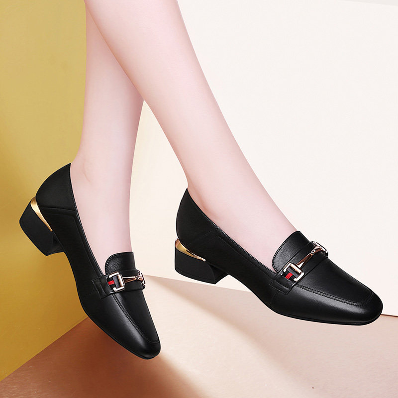 British small leather shoes women's autumn leather women's shoes 2022 new autumn Doudou shoes French style 3 cm small heel shoes - Taobao