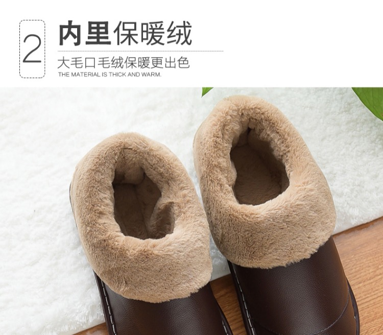 Dép cotton mới 2018 siêu rộng cỡ lớn 46 túi nam với nhà 47 trong nhà dày PU da không thấm nước chống trượt giày ấm - Trang chủ dép đi trong nhà cho bé trai