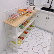 Kitchen rack floor-standing multi-functional vegetable cutting table long meal preparation workbench microwave pot storage storage rack