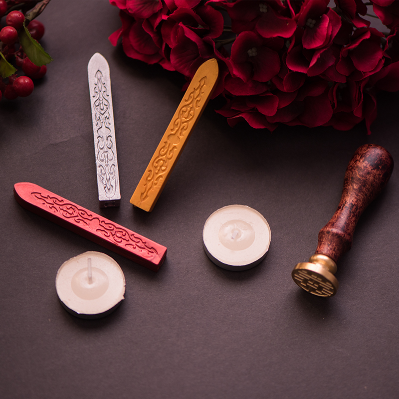 Happy Character Fire Lacquer Seal Wax Strip Gift Box Set Wedding Invitation Post Seal Retro Seal Fire Lacquered Wax Envelope Seal