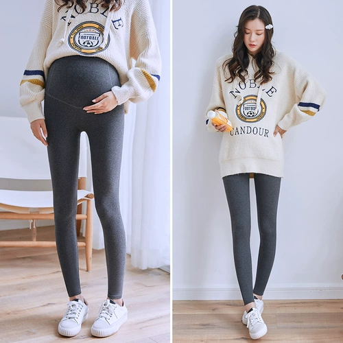 Демисезонные хлопковые леггинсы для беременных, удерживающие тепло осенние штаны с поддержкой живота, увеличенная толщина