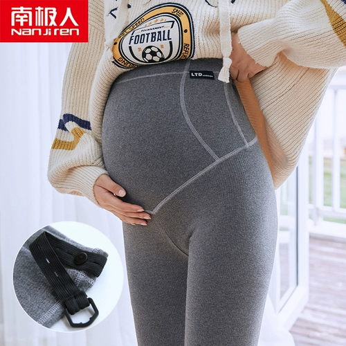 Демисезонные хлопковые леггинсы для беременных, удерживающие тепло осенние штаны с поддержкой живота, увеличенная толщина